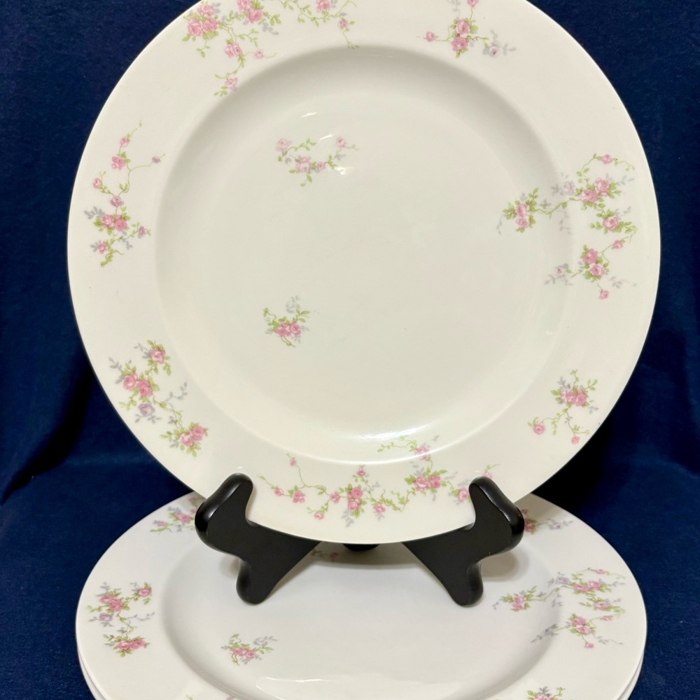 Theodore Haviland New York Made in USA Pink Spray Set of 9 10 1/4" Dinner Plates - Picture 7 of 11